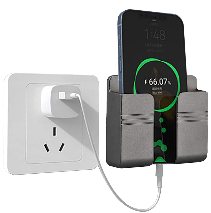 Wall Mount Phone Holder, Phone Stand with Data Cable Receiving Hole.Multi Purpose Phone Charging Dock with Adhesive.Phone Holder for Shower/Charging Compatible with iPhone and Android（Black）