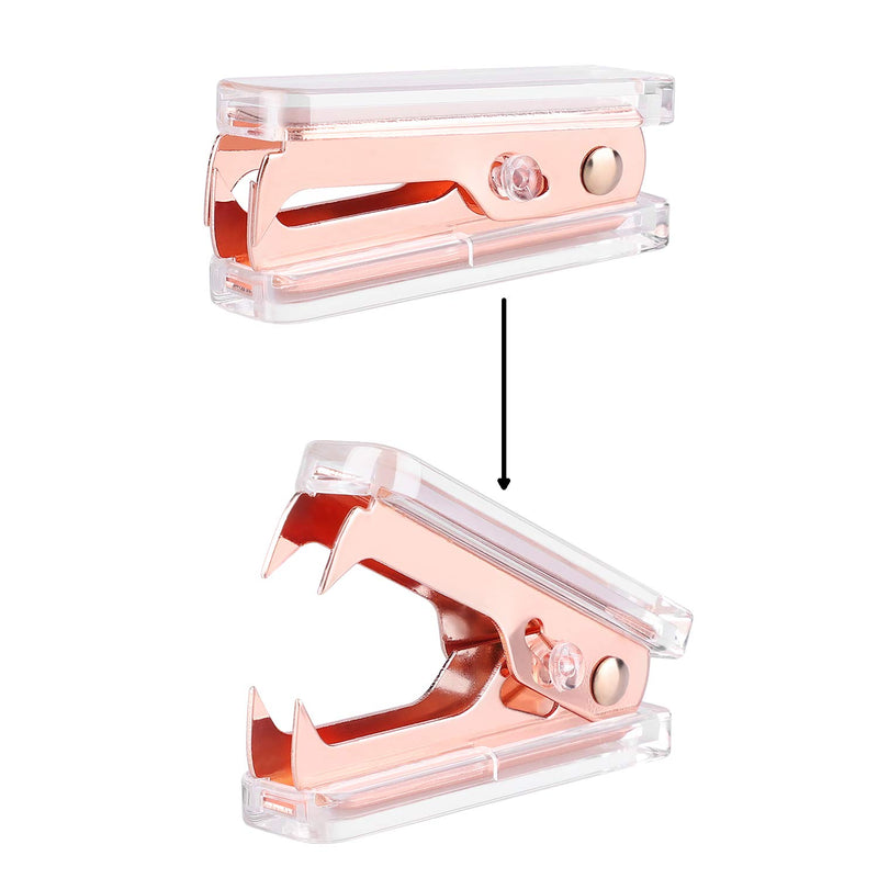 ALSISK Desk Accessory Kit,Acrylic Stapler Set, Tape Dispenser, Staple Remover with 1000pcs 26/6 Staples -Rose Gold