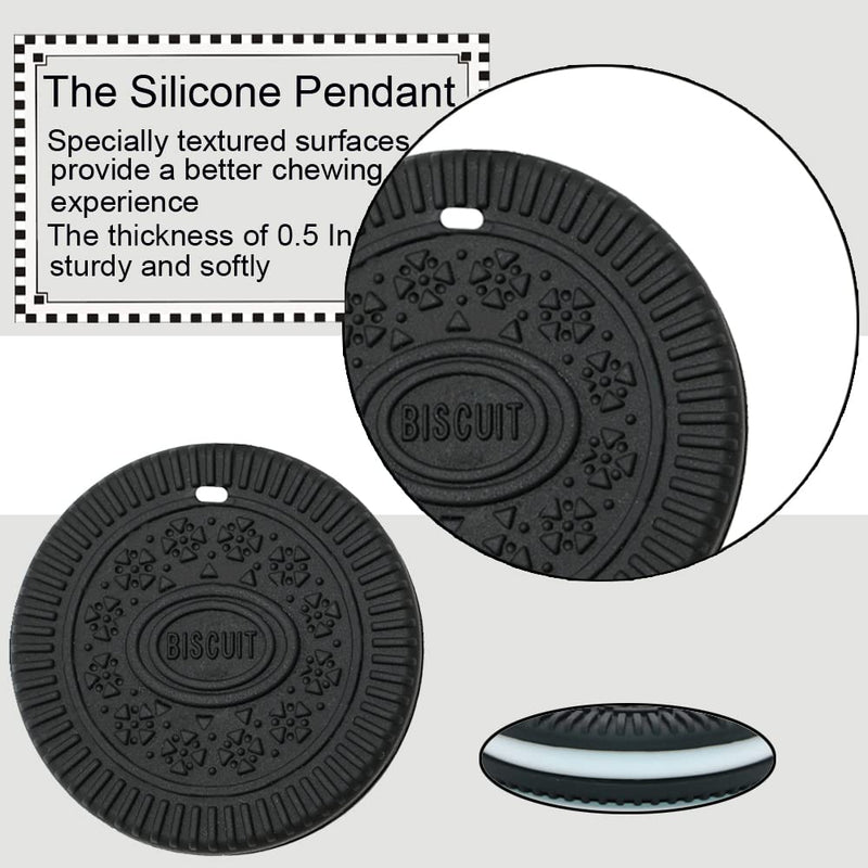 Chew Necklace for Boys and Girls - Silicone Chewable Pendant for Teething, Autism, Biting, ADHD, SPD, Sensory Oral Motor Aids for Kids, Chewy Toy Jewelry for Adults (Black) Black