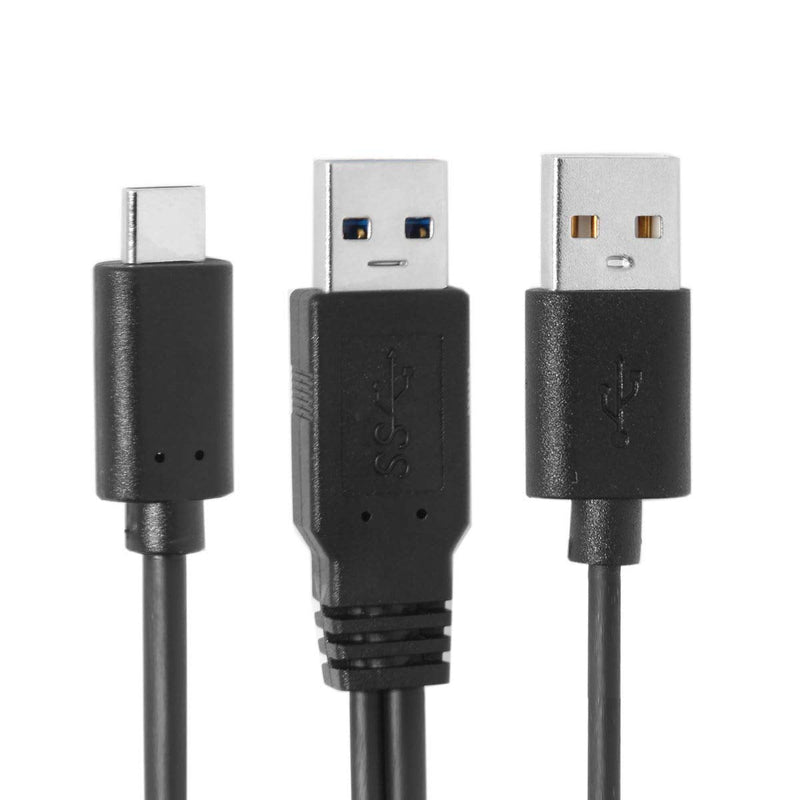 Xiwai Type-C USB-C to USB 3.0 Male & USB 2.0 Dual Power Data Y Cable for Laptop & Hard Disk