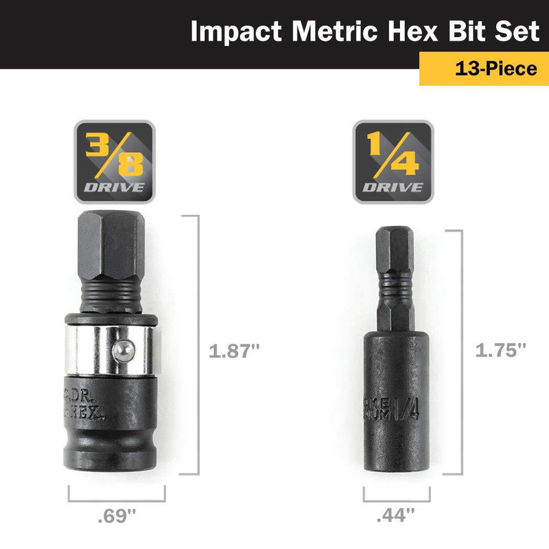 Titan 16038 13-Piece Metric Impact Grade Hex Bit Set
