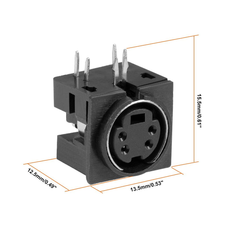 uxcell S-video PCB Mount 4 Pin Din Socket Audio Video Connector Black
