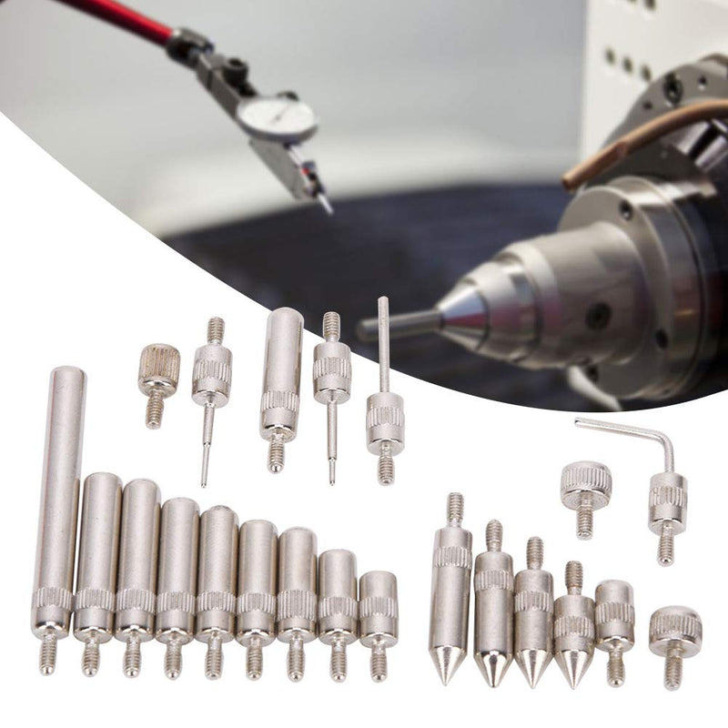 Dial Indicator Point Tip Set, 22 Pcs Pointed Tip Dial Gauge Indicator Replacement Measuring Point Tip Set with Case