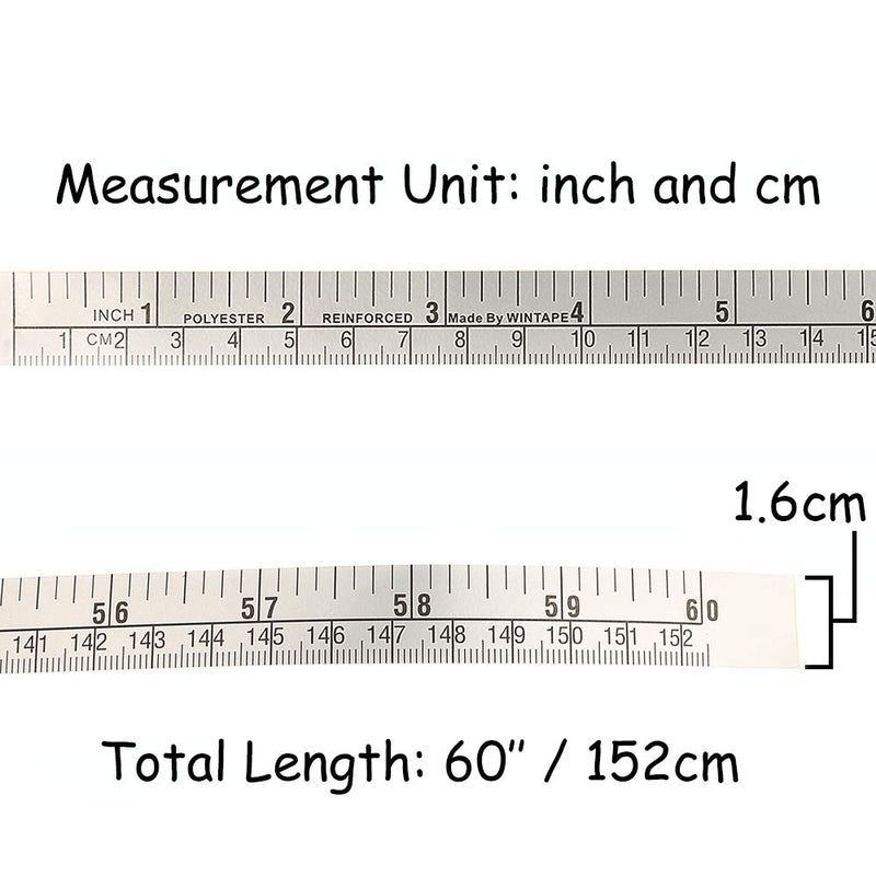 WIN TAPE Workbench Ruler Adhesive Backed Tape Measure - Left to Right - 60inch 152cm