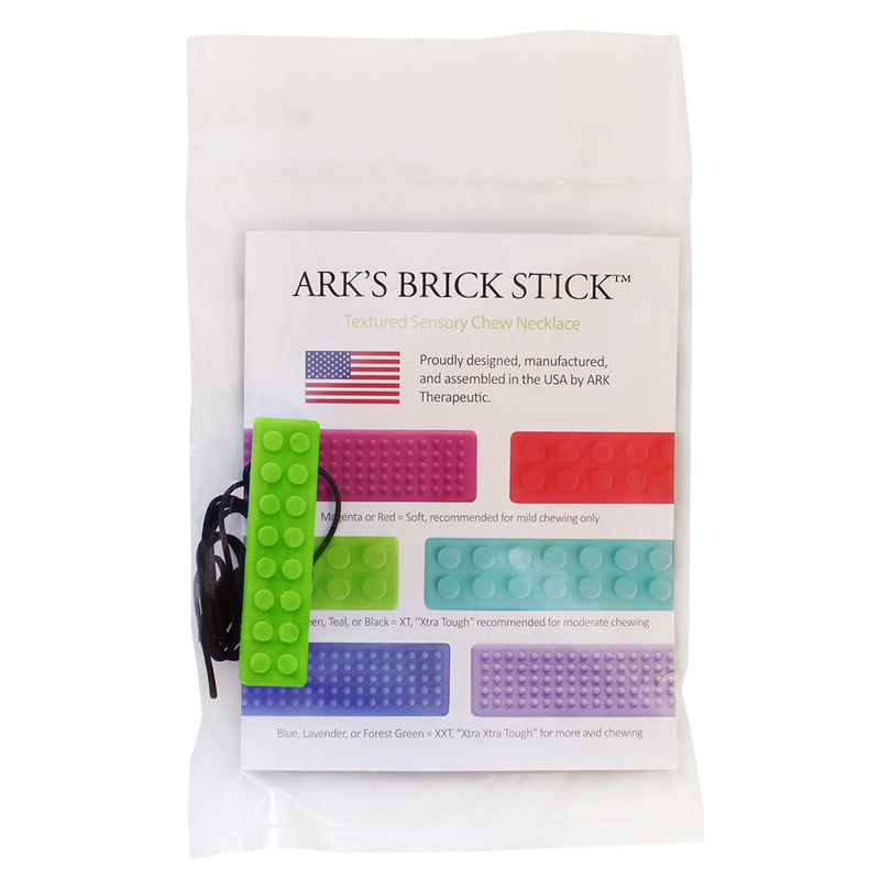 ARK's Brick Stick™ Textured Chew Necklace Made in The USA (Lime Green, Firm)