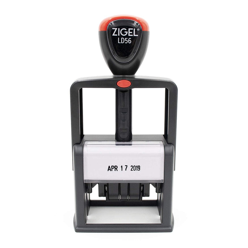 ZIGEL Heavy Duty Style Self Inking Date Stamp, Professional Large Date Size (LD56) - Black Ink