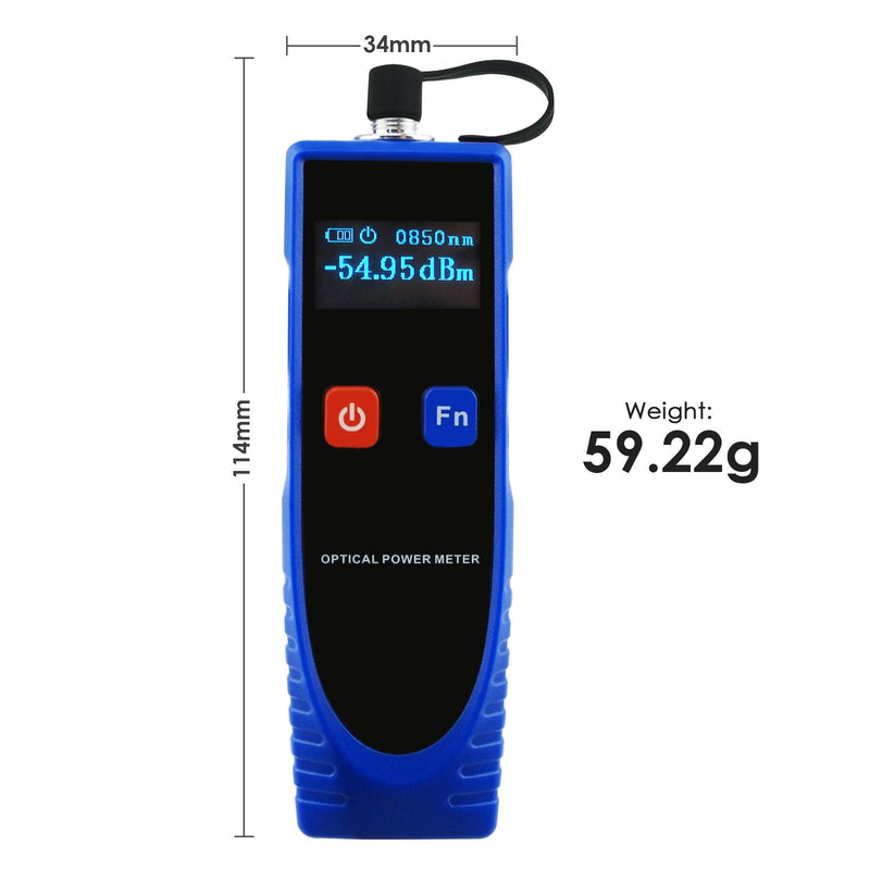 OPM Optical Power Meter Digital Power Factor Meter, -70~6dBm with 6 Optic Wave Length, Portable Fiber Optic Cable Tester with FC converter for FC/SC/ST