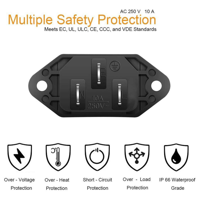10 Pack AC 250V 10A IEC 320 C14 Panel Mount Plug Adapter Power Connector Socket Black Screw Mount 3 Pins Inlet Power Plug Socket by MXR