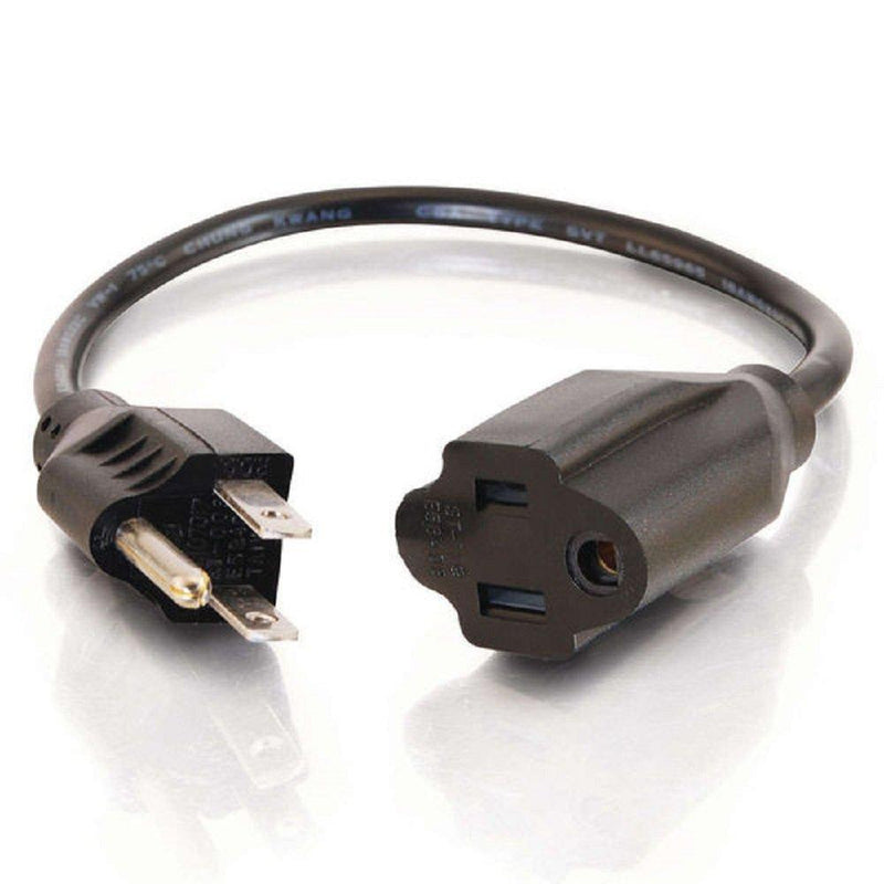 C2G Power Cord, Short Extension Cord, Power Extension Cord, 18 AWG, Black, 3 Feet (0.91 Meters), Cables to Go 03114