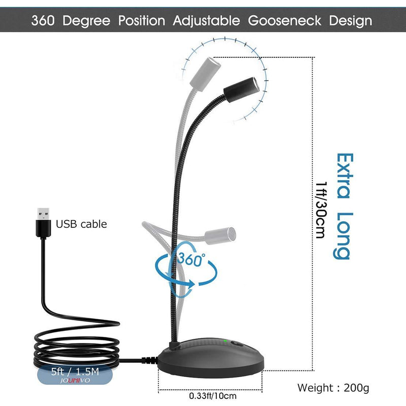 USB Desktop Microphone with Mute Button, Plug&Play Condenser, Computer, PC, Laptop, Mac, PS4 Mic LED Indicator -360 Gooseneck Design -Recording, YouTube, Gaming, Streaming (Omnidirectional-JV601) Omnidirectional