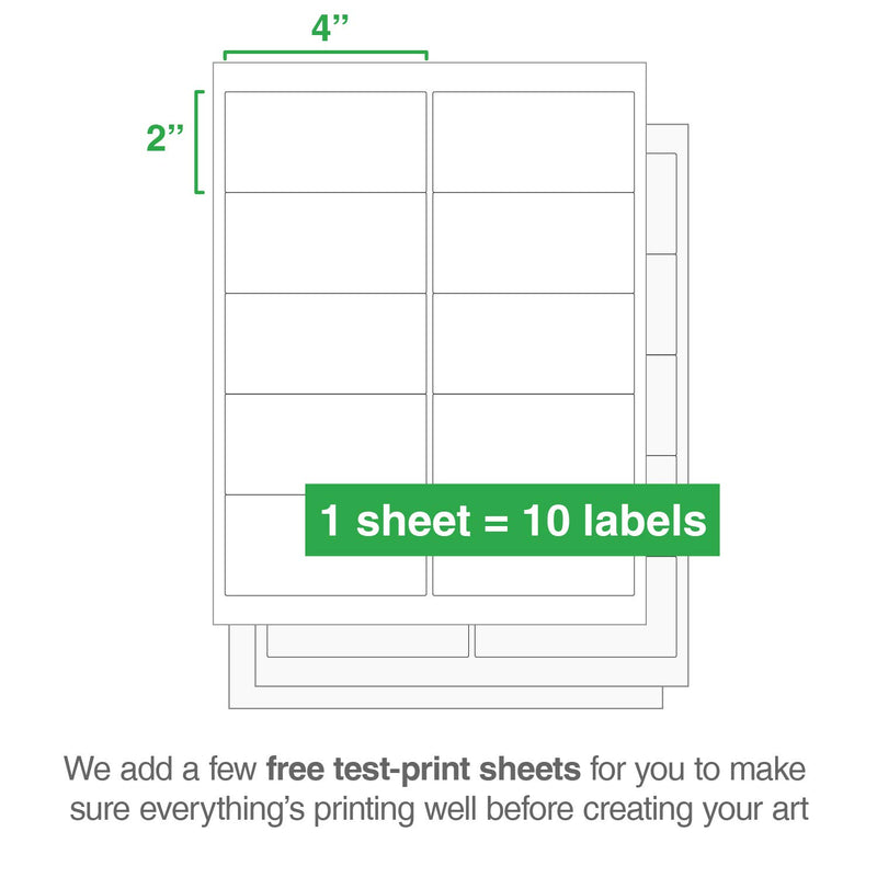 ChromaLabel 2 x 4 Inch Printable Labels, Compatible with Laser and Inkjet Printers, 250 Pack, 25 Sheets, White