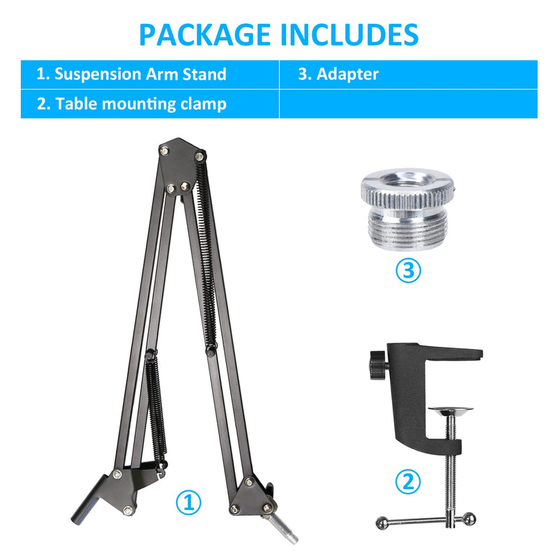QuadCast Boom Arm Mic Stand, Adjustable Suspension Boom Scissor Arm Stand for HyperX QuadCast, QuadCast S â€“ RGB USB Condenser Microphone by SUNMON