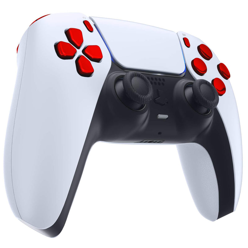 eXtremeRate Replacement D-pad R1 L1 R2 L2 Triggers Share Options Face Buttons for PS5 Controller, Chrome Red Full Set Buttons Repair Kits for Playstation 5 Controller - Controller NOT Included