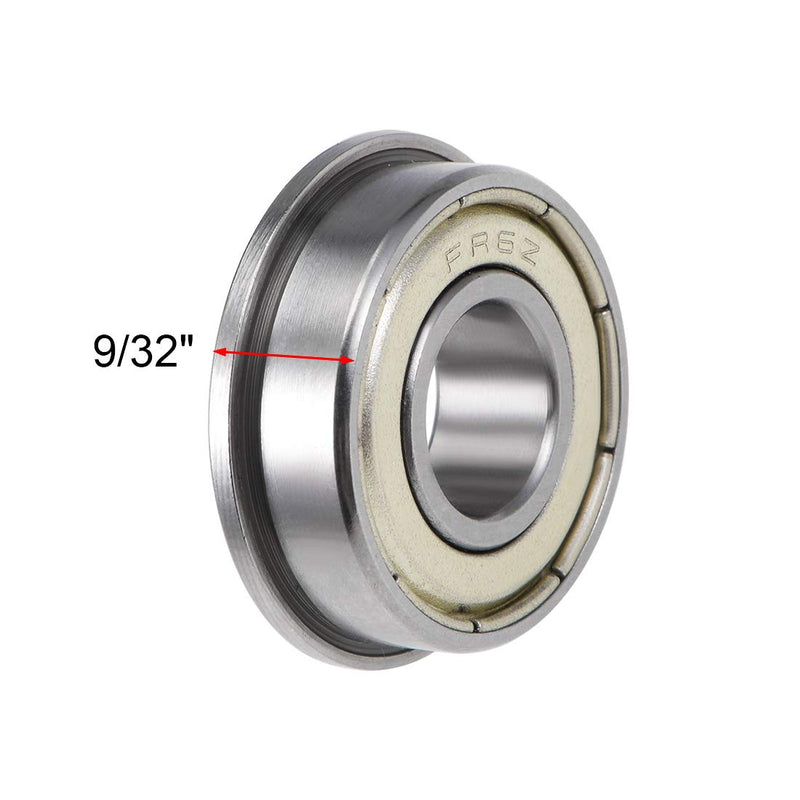 uxcell FR6ZZ Flange Ball Bearing 3/8"x7/8"x9/32" Shielded Chrome Bearings 4pcs