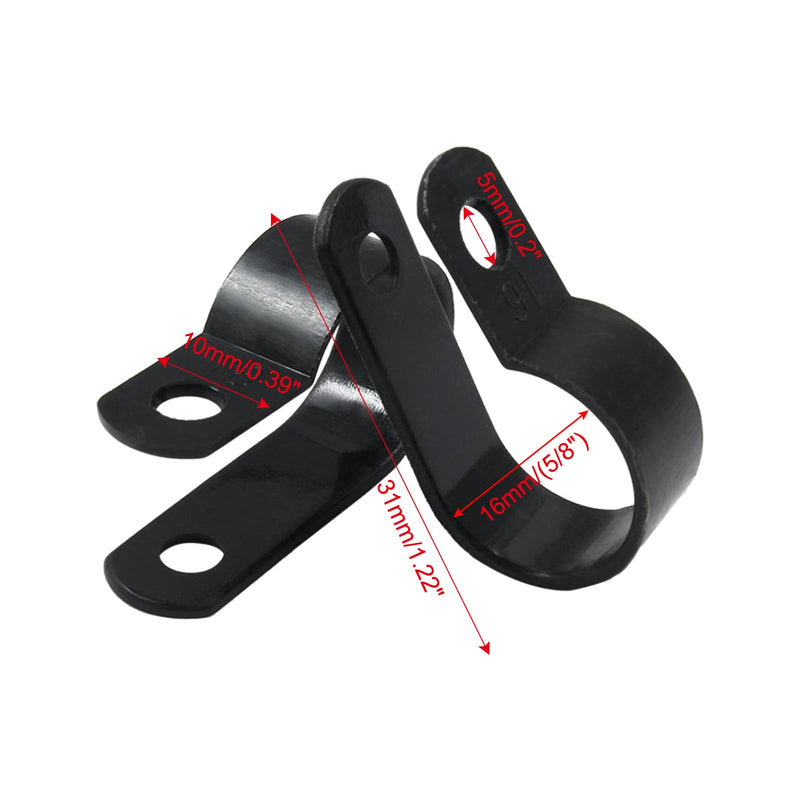 Unlorspy 100 Pcs Black R-Type Cable Clip 5/8 Inch Nylon Plastic R Type Wire Clamp for Wire Management (16mm, 5/8 Inch) 16mm, 5/8 Inch