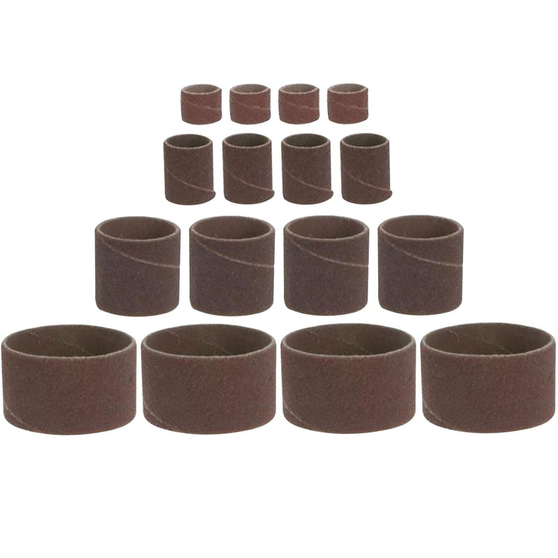 20-piece set: 4x sanding rollers 1/2" 3/4" 1" 1.5" with 16 sanding rollers K80 + K120