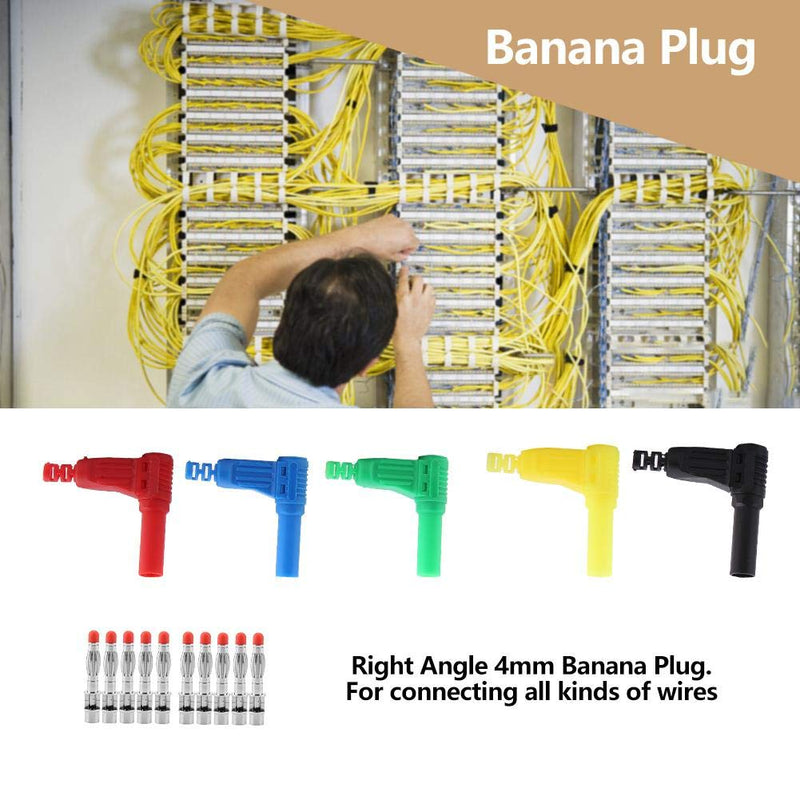 10pcs P3014 4mm Banana Plug Safety Seal Protection Shrouded 90 Degree Right Angle Banana Plug DIY Self-Assembly Solder Type
