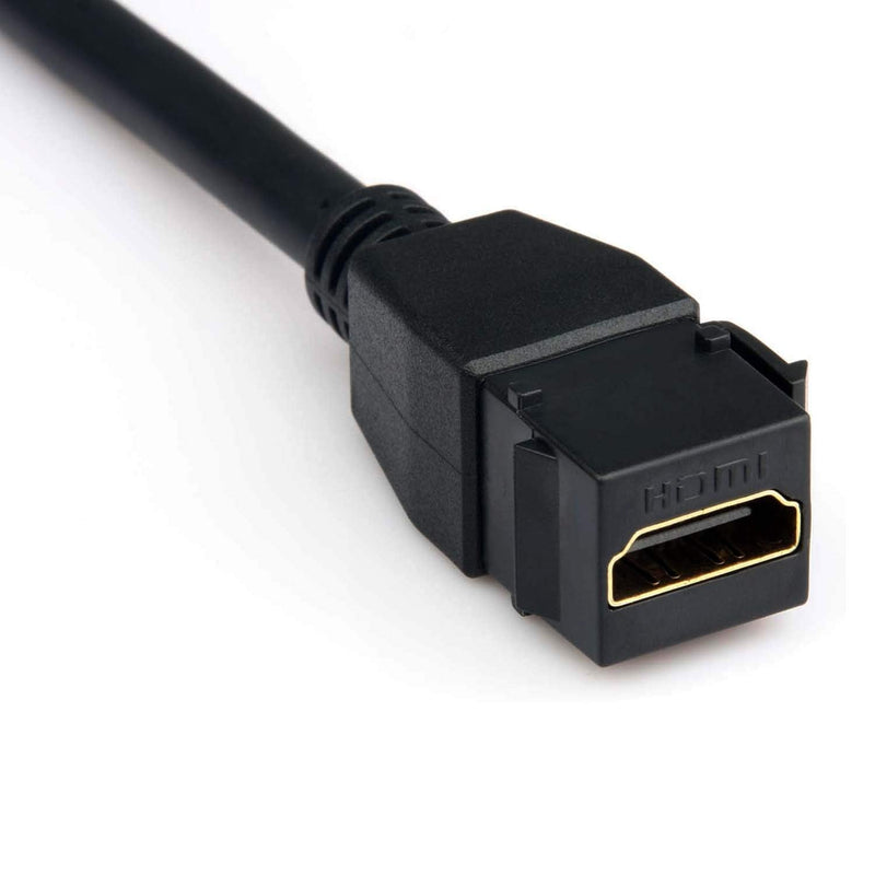 UseBean HDMI Keystone Coupler 4K (2-Pack), HDMI Keystone Jack Inserts Female to Female Adapter Pigtail Extension Cable Snap-in for Wall Plate, (0.3ft Black)