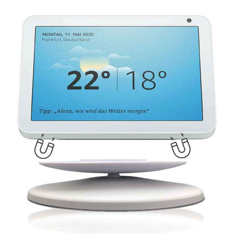 Sintron Smart Display Stand for Show 5 & 8 (1st Gen and 2nd Gen) Adjustable Magnetic Stand Mount Compatible for Show 5 & Show 8 with 360 Degree Rotation Tilt Function and Anti-Slip Base (White) For Echo Show 5&8 White