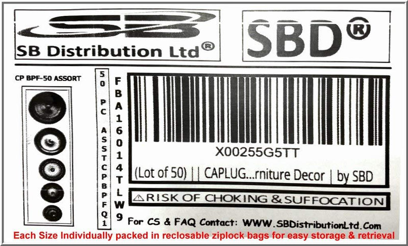 (Lot of 50) || CAPLUGS || Assorted 10 Each ( 1/4", 3/8", 1/2",3/4", 1") Flush Mount Black Hole Panel Plugs for Auto Body and Sheet Metal | Furniture Decor | by SBD