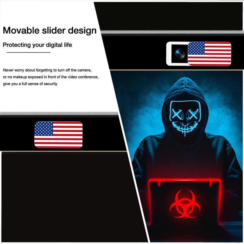 JUNGLE DEER Laptop Camera Cover Slide, Webcam Cover Slide, Ultra-Thin, Nation Flag Pattern Design, 6 Pack Ultra-small size - Flag -6 Packs