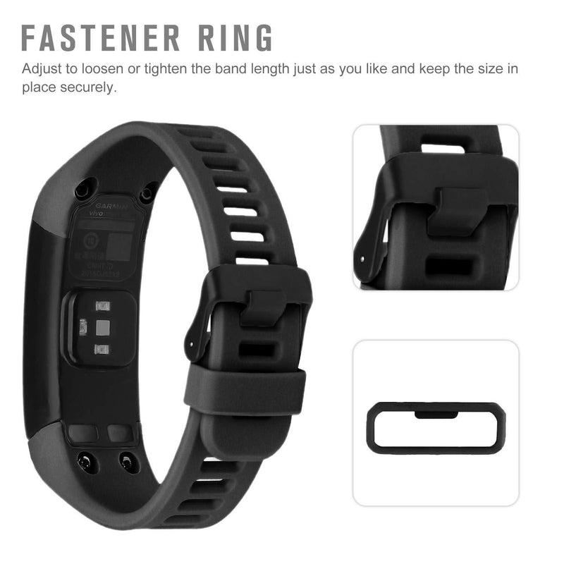 Wizvv Compatible Bands Replacement for Garmin Vivosmart HR, With Metal Buckle Fitness Wristband Strap (8 Colors) Black Regular