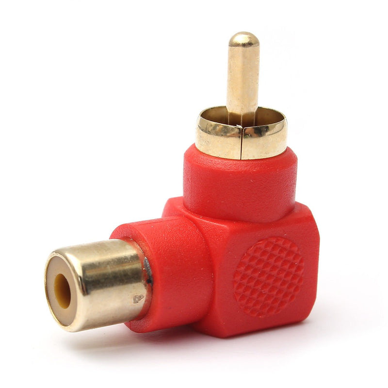 RCA Male to RCA Female Connectors Right Angle Plug Adapters M/F 90 Degree Elbow Gold-Plated (5 Black + 5 Red) (10-Pack) 10-Pack