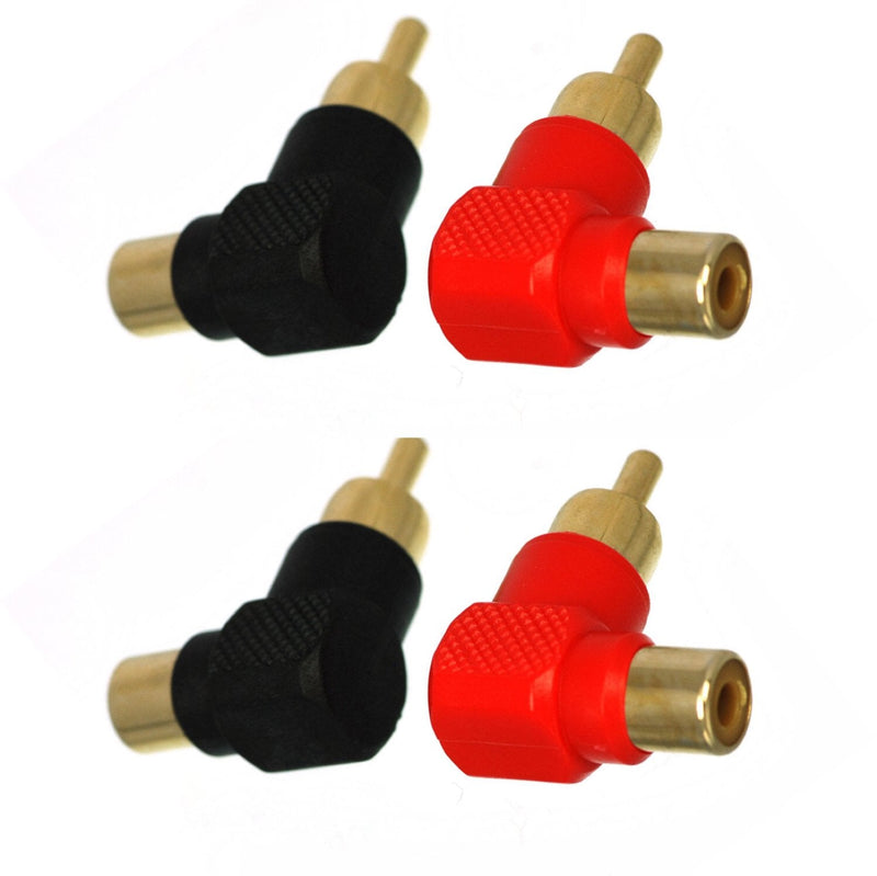 CESS Right Angle Connector RCA Male Plug to RCA Female 90 Degree Elbow (jcx) (4 Pack)