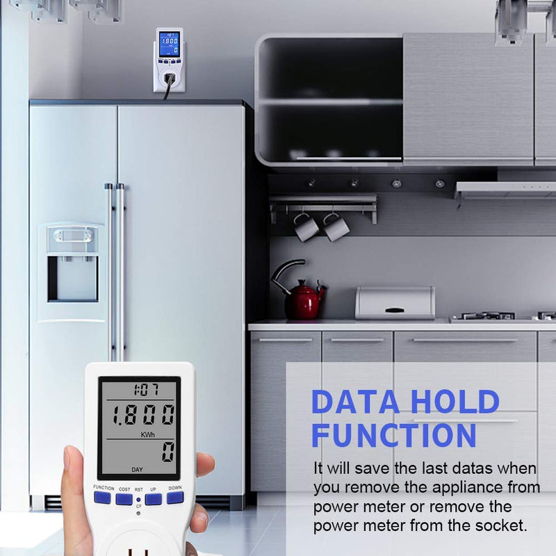 YOUTHINK Electricity Usage Monitor, Plug in Power Consumption Meter Home Energy Consumption Analyzer with Digital LCD Display Overload Protection Watt Volt Amps Wattage KWH