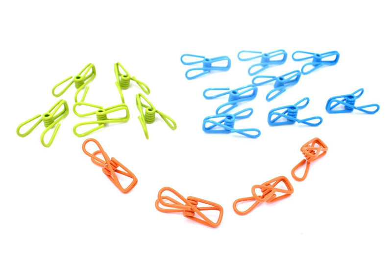 30pcs Pack Metal Clothespins Clips - Multi-Purpose Colored Utility Steel Wire Clips Pegs Holders in Basket Bin for Clothes Line, Kitchen Bag Sealing