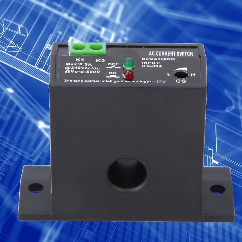 AC Current Sensing Switch Flameproof Adjustable 0.2~30A IP30 Self-Powered Sensing Switch(Normally Open) Normally Open