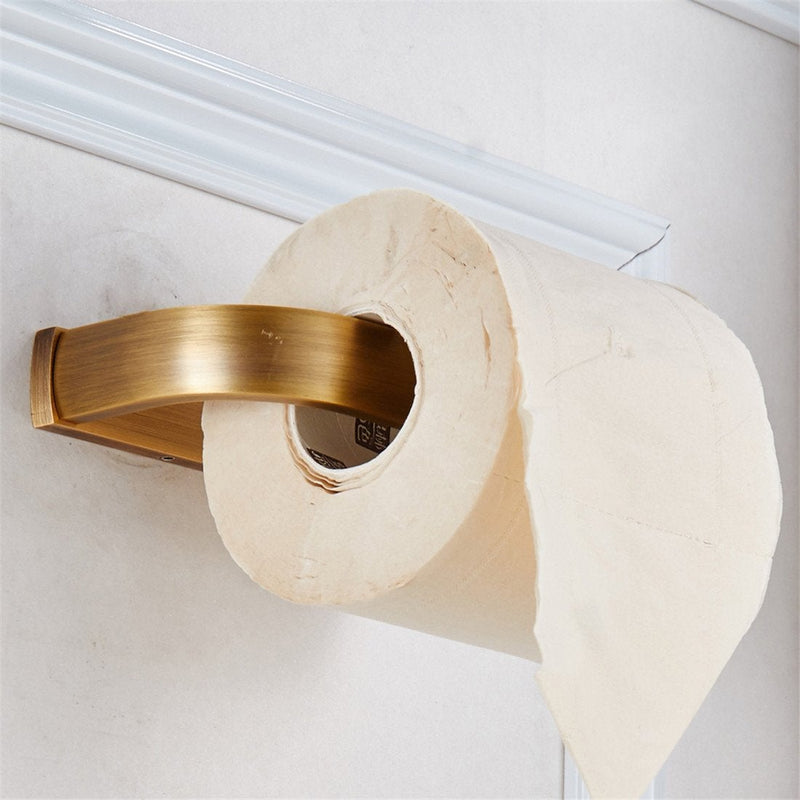 BigBig Home Brass Toilet Paper Holder Towel Holder, Bathroom Hardware Set Antique Tissue Roll Holder and Hand Towel Ring Wall Mounted 2-Piece Antique Brass Finish