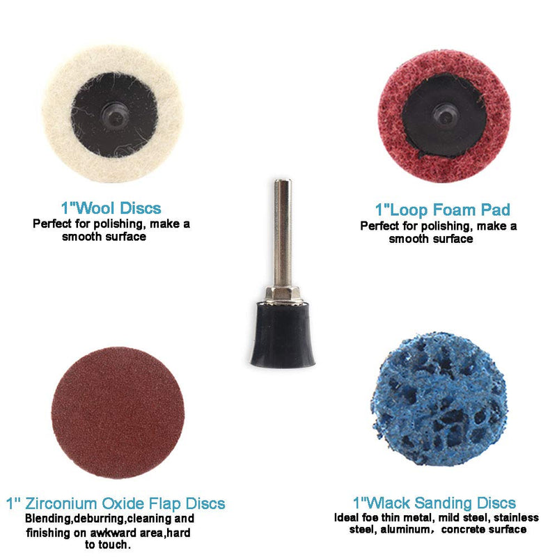 68Pcs 1 inch Quick Change Sanding Discs Set Fine Medium Coarse Grit Discs Surface Conditioning Discs R-Type Quick Change Disc with 1/4'' Shank Disc Pad Holder for Die Grinder