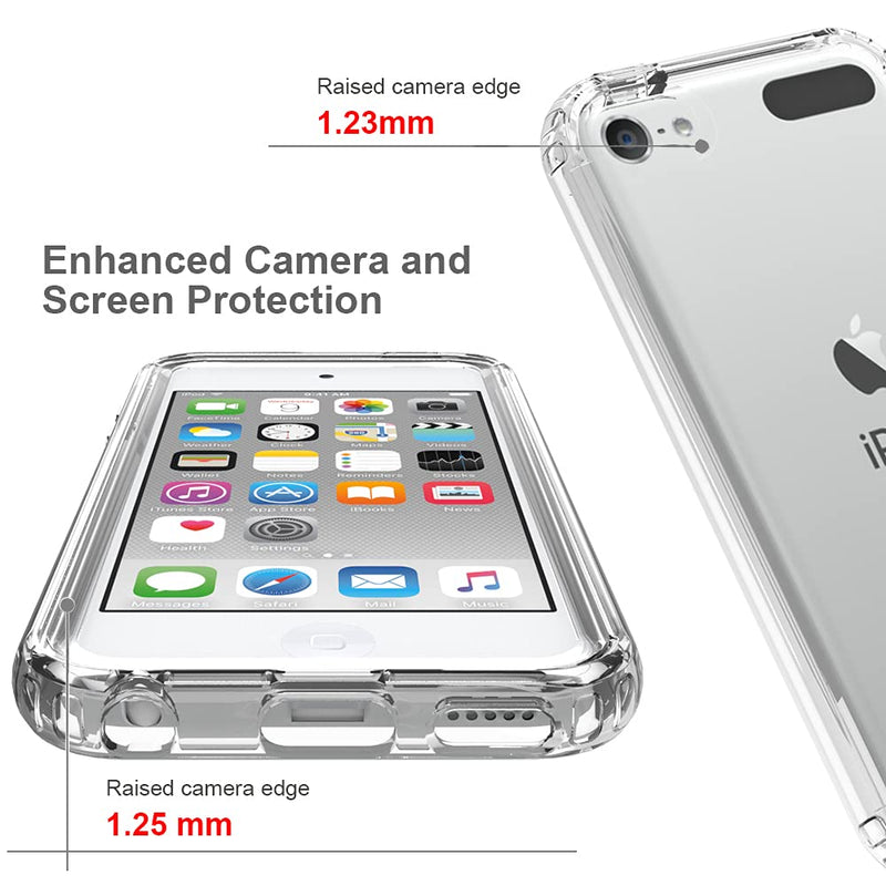COTDINFOR Cover for iPod Touch 7 Case Clear Crystal Non Yellowing Heavy Duty Soft TPU Dual Layer Bumper Rugged Full-Body Protective Shockproof Clear Case for iPod Touch 7 / Touch 6 / Touch 5 Clear
