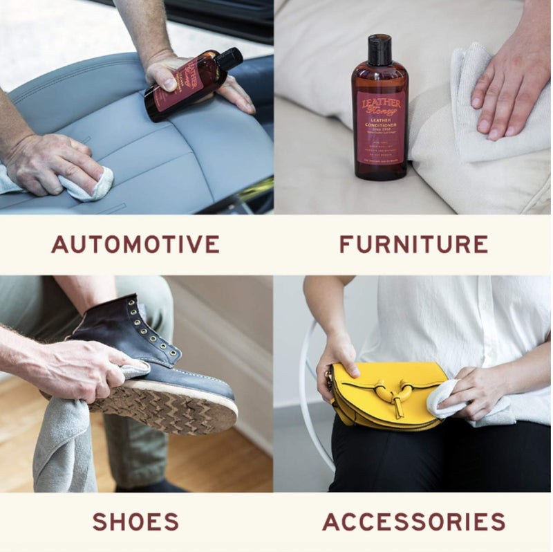 Leather Honey Leather Conditioner, Best Leather Conditioner Since 1968. for use on Leather Apparel, Furniture, Auto Interiors, Shoes, Bags and Accessories. Non-Toxic and Made in The USA! 8 Ounce