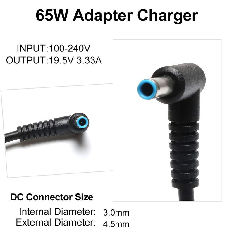 65W Laptop Adapter Charger Replacement for HP ProBook 640 G2,650 G2,430 G3, 440 G3, 450 G3, HP Pavilion TouchSmart 14-q010nr, Sleekbook 14-b000, HP Pavilion 17-E017DX 17-E019DX 17-E020DX Power Cord
