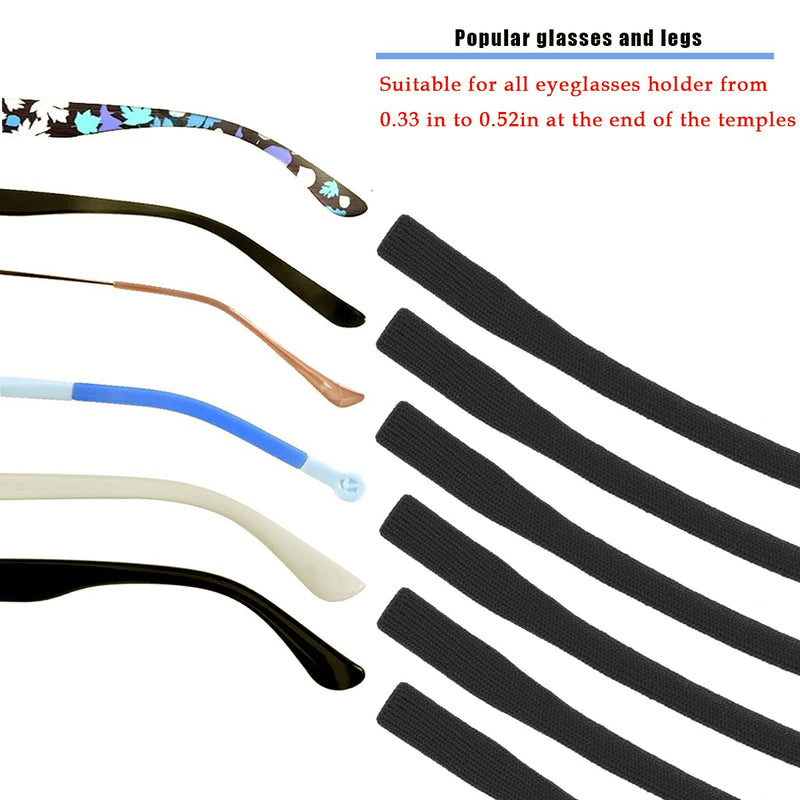 Glasses Strap- Sports Glasses Holder (Pack of 6) Unisex Sunglass Strap ,Soft Comfortable Eye Glasses String Strap for Men Women 6 Pack（black）
