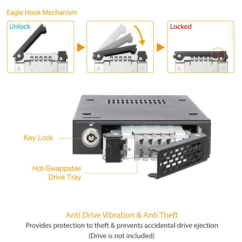 ICY DOCK Rugged Full Metal 2.5 SATA/SAS HDD & SSD Hot Swap Mobile Rack for 3.5 Drive Bay - ToughArmor MB991IK-B