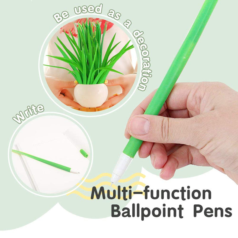 Youdepot writing pens, school supplies,Green Leaf Like Grass-Blade Silicone Pens Neutral Pen With Cover and Pen Holder, Easy Flow Black Ink, Pack Of 25