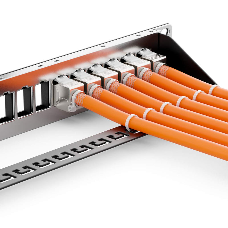 deleyCON 24 port patch panel patch field modular for Keystone modules 1 U 19" inch rack installation compatible CAT5 CAT6 CAT7 CAT8 LAN network installation cable black