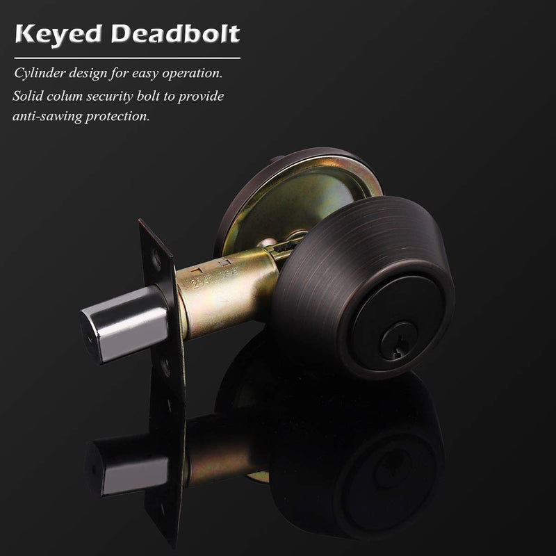 Oil Rubbed Bronze Keyed Double Cylinder Deadbolts with Keys 1Pack 1 Pack Oil Rubbed Bronze Double Deadbolt