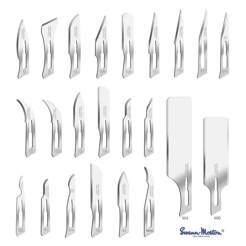 10 pcs, Figure 11 Scalpel Blades Sterile, Swann Morton for Scalpel Handle No. 3 10 pieces