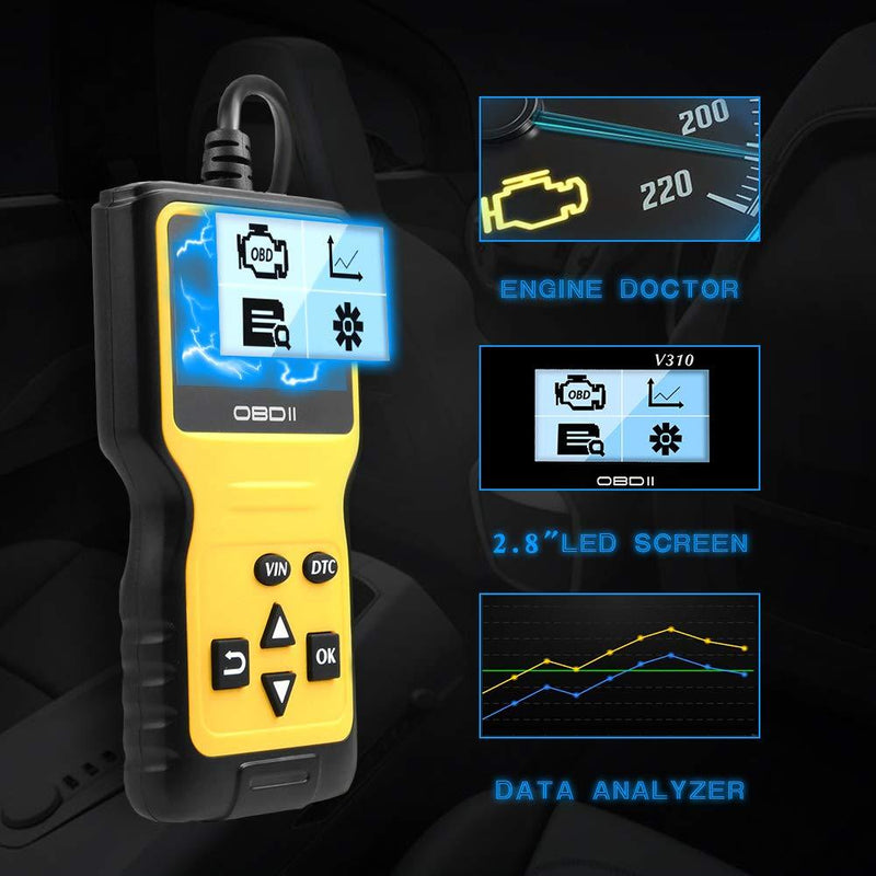 ATDIAG OBD2 Scanner, Car Code Reader Enhanced Universal Car Engine Fault Code Reader, OBD Scanner CAN Automotive Diagnostic Scan Tool for All OBD II Protocol Cars Trucks Since 1996
