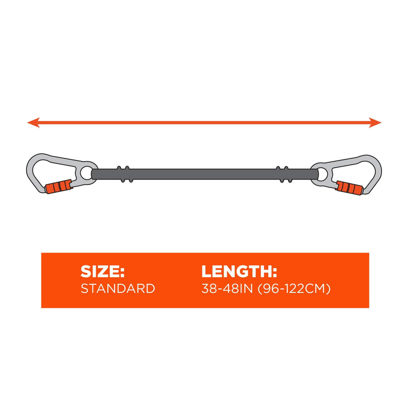 Ergodyne - 19822 Shock Absorbing Tool Lanyard with Two Self-Locking Carabiners, Tool Weight Capacity 10lbs, Squids 3110, Gray, Standard (3110F(x))