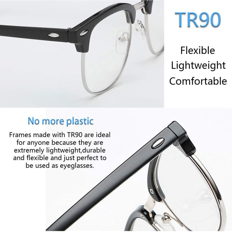 Tanlys 2 Pack Blue Light Blocking Glasses for Computer Eye Strain [Dry Eye & Sour Eye], Anti UV Reduce Headache Stylish 007-Black Clear