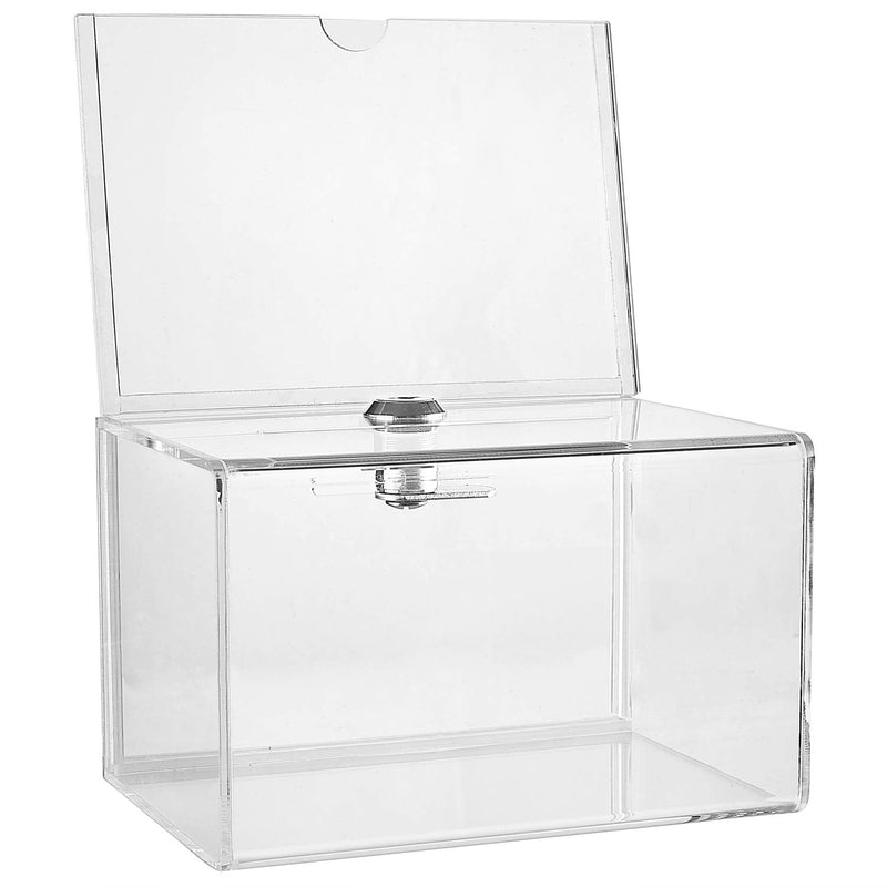 My Charity Boxes Inc. MCB - Clear Acrylic Donation Collection Box with Lock - Small - with 4-6 Display