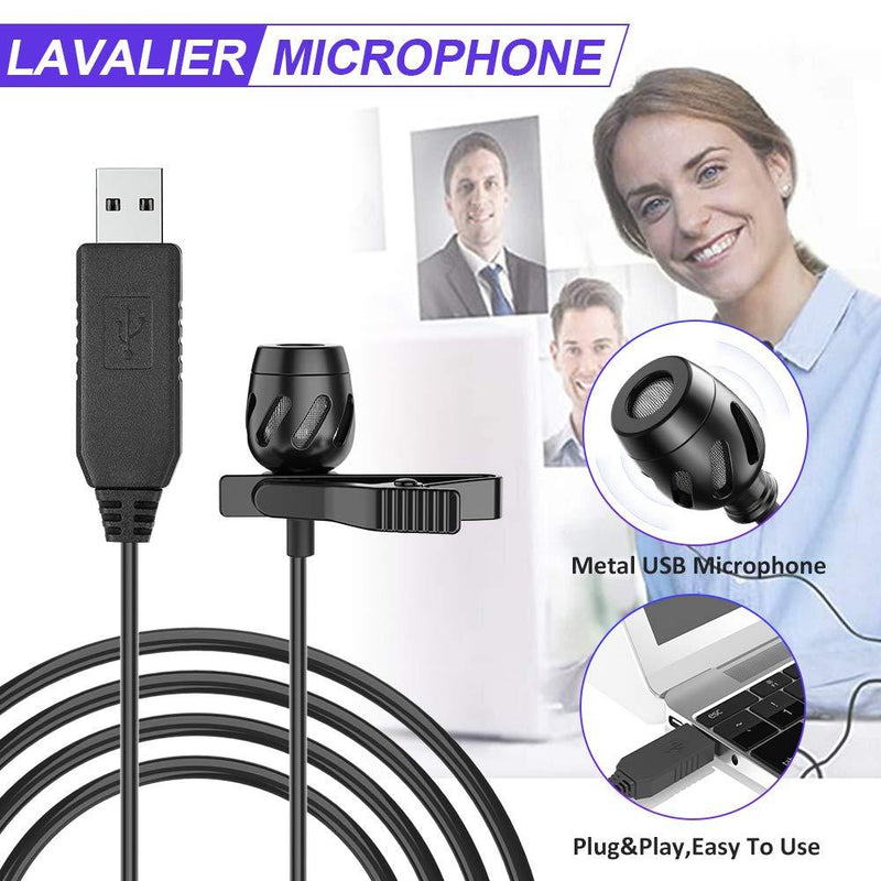 USB Lavalier Microphone, Lapel Microphone for Computer, USB-C Clip On Mic for YouTube, Recording, Podcasting, Gaming, Interview Omnidirectional Condenser Mic for PC, Laptop, Mac, Smartphone