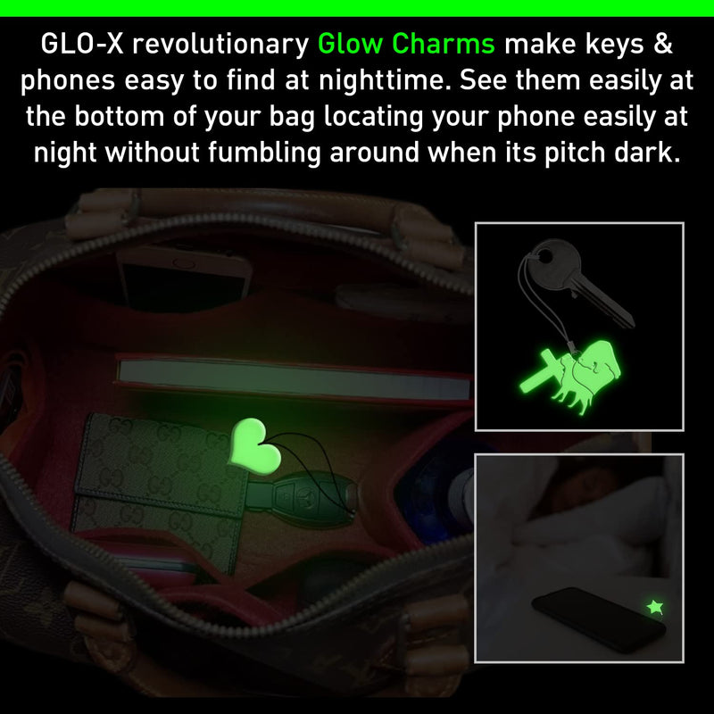 GLO-X Glow in The Dark Cellphone Charm - Keychain for Women and Men Works with All Smartphones and Tablets Including iPhone and Galaxy & Most Cases