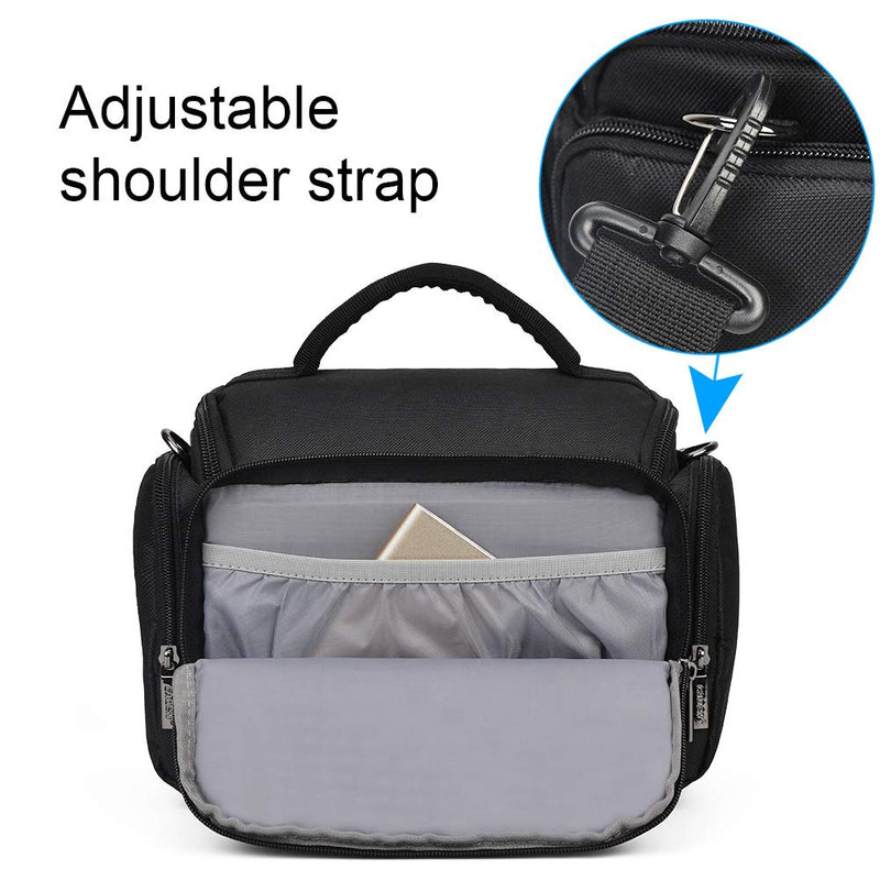 CADeN Camera Shoulder Crossbody Bag Case Compatible for Nikon, Canon, Sony SLR/DSLR Mirrorless Cameras and Lenses Waterproof Black Large