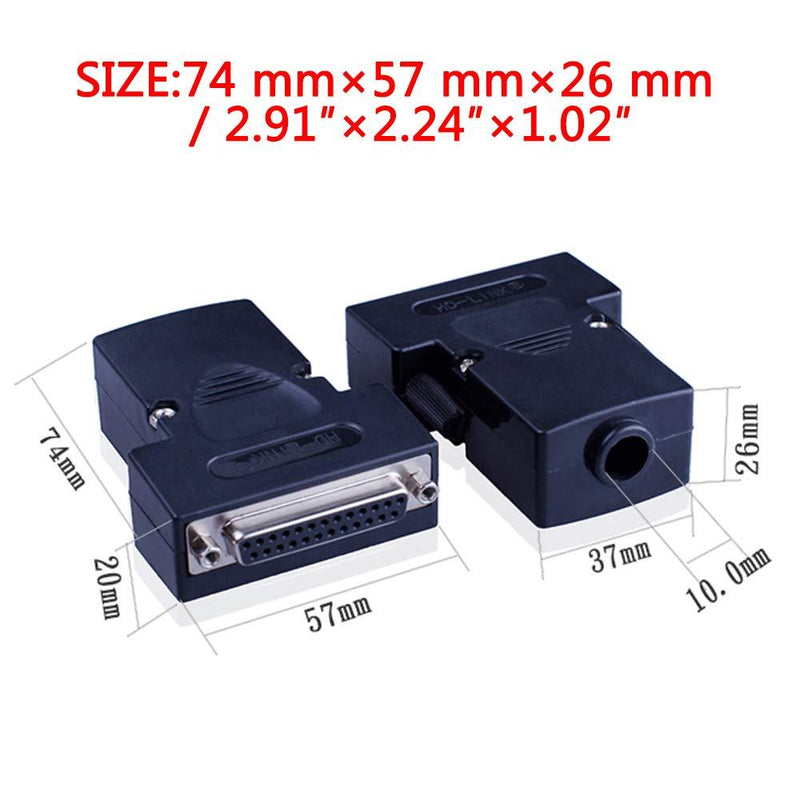 Anmbest 1PCS DB25 Solderless RS232 D-SUB Serial to 25-pin Port Terminal Female Adapter Connector Breakout Board with Case Long Bolts Nuts (Female)